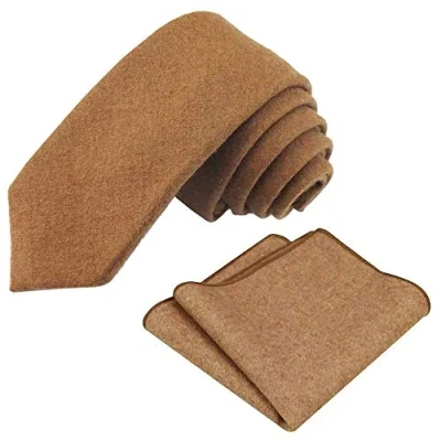 Image de DB Dickie Bow Ensemble cravate et carré de poche en laine pour homme, Camel, taille unique