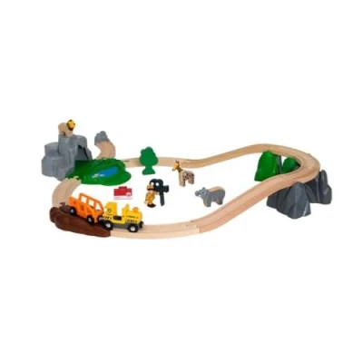 Image de Brio World 33960 Circuit Reportage Safari Coffret complet de 26 pièces avec animaux sauvages train en bois Jouet mixte à partir 3 ans