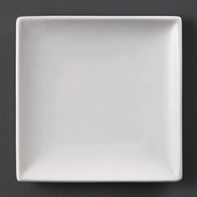 Image de Olympia Whiteware Assiettes carrées 140 mm (lot de 12), porcelaine vitrifiée blanche, résistante aux chocs et éclats, empilable, passe au micro ondes, U153