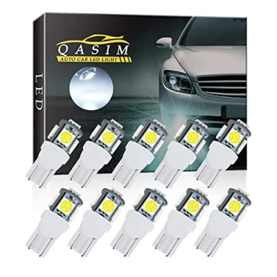 Image de Qasim 10x LED T10 W5W Ampoules 168 194 Blanc 5050 5 SMD para Feux de Dôme Intérieure Liseuses Cargo Éclairage la Plaque D&#039;immatriculation DC 12V