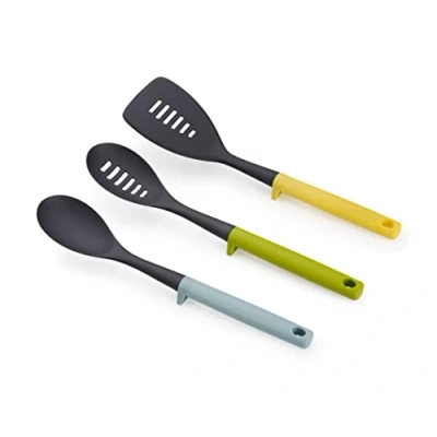 Image de Joseph Duo Ensemble d&#039;ustensiles 3 pièces avec repose ustensiles intégré, de cuisine hygiéniques pour une utilisation des antiadhésifs, Opale
