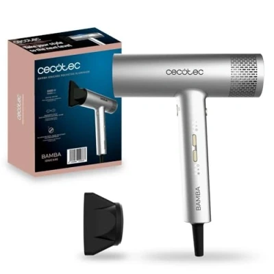 Image de Cecotec Sèche Cheveux Bamba IoniCare RockStar Aluminium avec Moteur Digital. 2000W, 105000rpm, Technologie Ionique, 3 Vitesses et 4 Températures, Buse de Précision Incluse