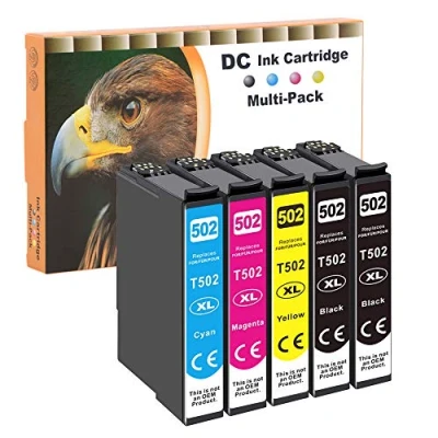 Image de D&amp;C 502XL Cartouches d&#039;encre Compatible pour Epson 502 XL Workforce WF 2860 2860DWF 2865 2865DWF, Expression Home XP 5100 XP5100 5105 XP5105 (2Noir 1Cyan 1Magenta 1Jaune)
