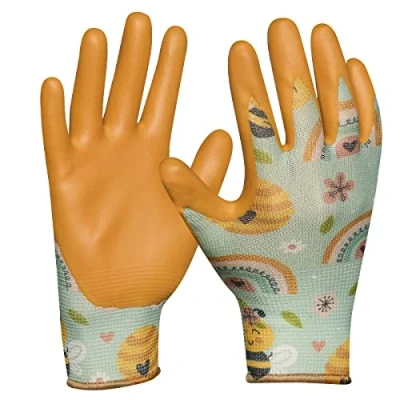 Image de Gebol Gardeluxe « Beenenfreundlich » Kids Jaune 1 paire Gants de jardin Pour enfants au design abeille Édition limitée Revêtement très doux Taille XXS Jaune, multicolore