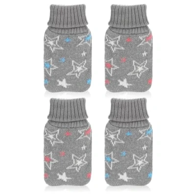Image de com four® 4X Chauffe Poches dans Un Design à col roulé Mains avec Motif étoile Coussins Chauffants de Poche (4 pièces Gris étoiles)