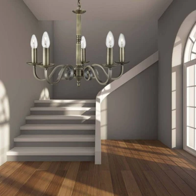 Image de Searchlight Lustre Richmond laiton ancien, à 5 lampes