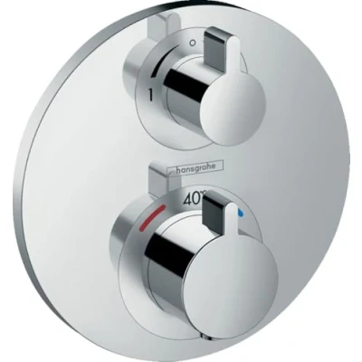 Image de hansgrohe Ecostat S Set de finition pour mitigeur thermostatique encastré avec robinet d&#039;arrêt et inverseur, chromé, 15758000
