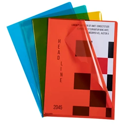 Image de Exacompta Réf. 56101E Sachet de 10 pochettes coins En polypropylène lisse qualité supérieure Epaisseur ultra épaisse 12/100ème Format à classer A4 4 couleurs assorties