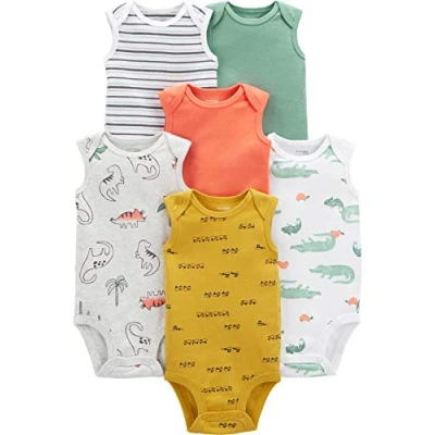 Image de Simple Joys by Carter&#039;s Body à Manches Courtes Bébé Garçon, Lot de 6, Alligator/Camions/Dinosaure/Rayures, 0 3 mois