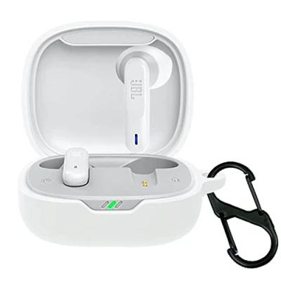 Image de GIOPUEY Étuis Compatible avec JBL Wave Flex, Coque Silicone, Poids léger, Antichoc, Portable Blanc