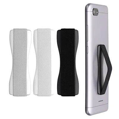 Image de kwmobile 3X Support Doigt Smartphone Accessoire pour téléphone Portable Sangle poignée Dos Noir Blanc argenté