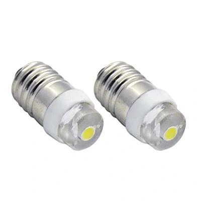 Image de Ruiandsion Lot de 2 ampoules LED E10 blanches DC 1,5 V 0,5 W pour lampe torche, poche, phare, terre négative