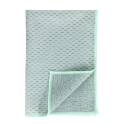Image de WENKO torchons Miko, lot de 2 en microfibre pour essuyer et lustrer sans laisser traces, très absorbants à séchage rapide, matière 80% polyester, 20% polyamide, 40 x 60 cm, gris/vert