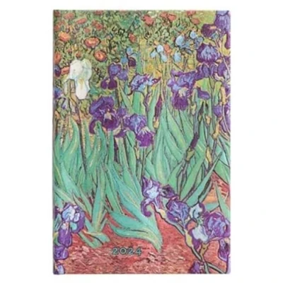 Image de Agenda Paperblanks 2024 de Varzi Dal 1956, mini, horizontal, 12 mois, Iris Van Gogh, 9,5 x 14 cm Version Italienne