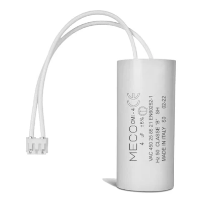 Image de Condensateur 4 uF Moteur Volet Roulant BUBENDORFF avec Connecteur JST pour Réparation Pro de Haute Qualité &amp; Longue Durée Vie Fond Plat 450V MECO