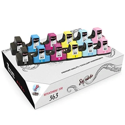 Image de Squuido 12 cartouches d&#039;encre 363 363XL compatibles avec HP Photosmart C7280 C8180 C5180 C6180 C6280 C7180 3310 3210 3110 8250 D6160 D7160 D7260 D7460 Haut Rendement