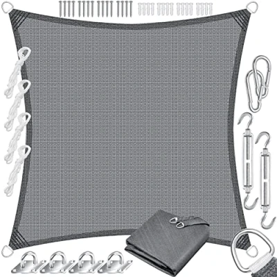 Image de KESSER® Voile d&#039;ombrage, Protection Solaire, Coupe Vent, Tissu PEHD, imperméable et Coutures transversales, Robuste Stable, pour Jardin, Balcon, 5x5m, Sable