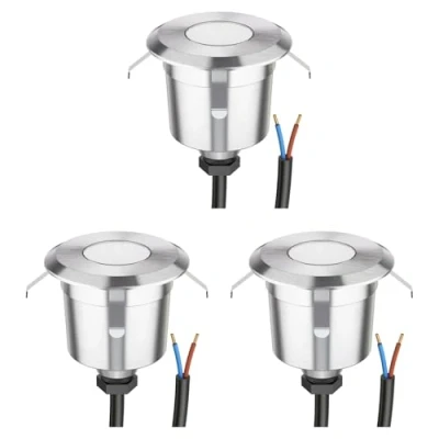 Image de ledscom.de 3 pièces LED encastrées dans le sol AGENA pour l&#039;extérieur, IP65, inox, rond, 60mm Ø, blanc froid