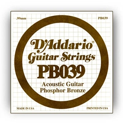 Image de D&#039;Addario PB039 Corde seule avec filet de bronze phosphoreux pour guitare acoustique Calibre .039