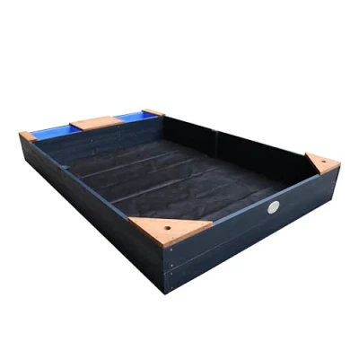 Image de AXI Kelly Bac à sable en bois avec banc et récipients pour l&#039;eau enfants anthracite brun 180 x 115 cm