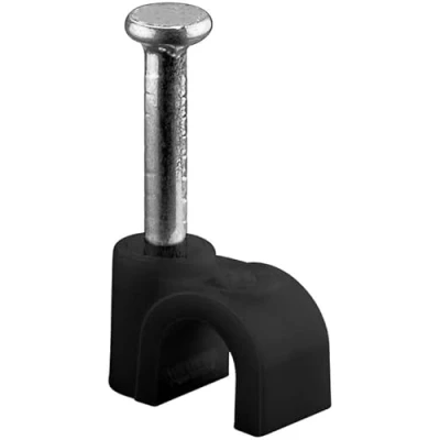Image de goobay 64677 Serre câbles, Jeu de 100 / Support câbles pour Fixation jusqu&#039;à 4mm diamètre/Serre avec Clou Mur, Coins et Montage en saillie pièces/Noir