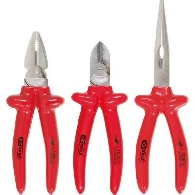 Image de KS TOOLS 117.1710 Kit de pinces avec fonction coupe recouvert d&#039;une couche plastique Acier d&#039;outil