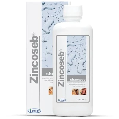Image de Zincoseb Shampooing Shampoing Sébo Régulateur et Hydratant pour Chien Chat Poil Sec, Terne ou Gras, Pellicules, Mauvaises Odeurs Idéal la Peau Sensible du Chiot Chaton 250 ML