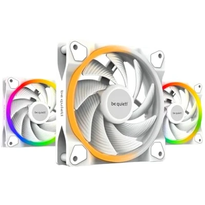 Image de be quiet! Light Wings 120 mm PWM high speed White ventilateur, inclut 3 ventilateurs, superbes couleurs et effets ARGB, éclairage additionnel à l’arrière, équipé d’un hub 9 pales optimisées