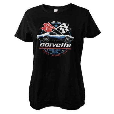 Image de Chevrolet Officiellement sous Licence Corvette C3 GM Division T Shirt pour Femmes (Noir), X Large