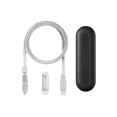 Image de Rolling Square inCharge XL 200cm Cable Usb c Charge Rapide, 100W Chargeur Universel 6 en 1 pour Appareils Mobiles avec + Lightning et Micro Usb, Idéal comme Cadeau Homme, Blanc
