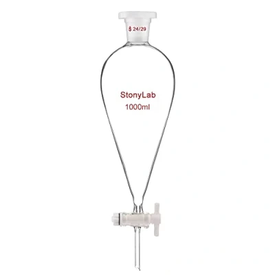 Image de stonylab 1000ml Entonnoir Séparateur à Paroi épaisse en Verre Borosilicaté, Separatory Funnel avec Joints 24/29 et Robinet PTFE