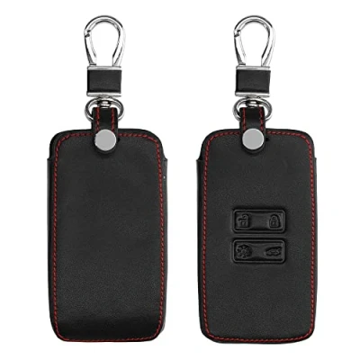 Image de kwmobile Accessoire Clef de Voiture Compatible avec Renault Smart Key 4 Bouton (Keyless Go Uniquement) Coque clé en Simili Cuir Noir Rouge foncé