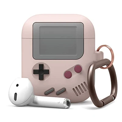 Image de elago Coque AW5 Compatible avec Apple AirPods 1 et 2, Étui Conception de Console Jeux, Case Cover Mousqueton (Rose des Sables)