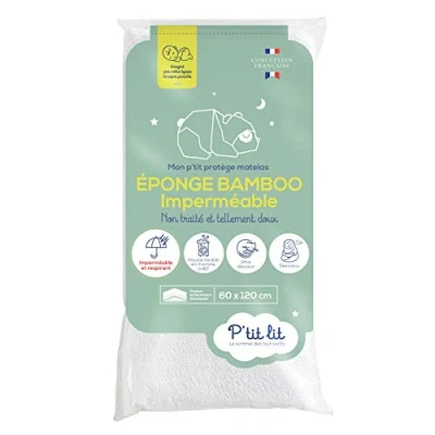 Image de P&#039;tit lit Protège Matelas Bébé Bamboo Alèse Imperméable 60x120 cm Viscose Douce et Soyeuse Sans traitement chimique Respirant Silencieux Oeko Tex®