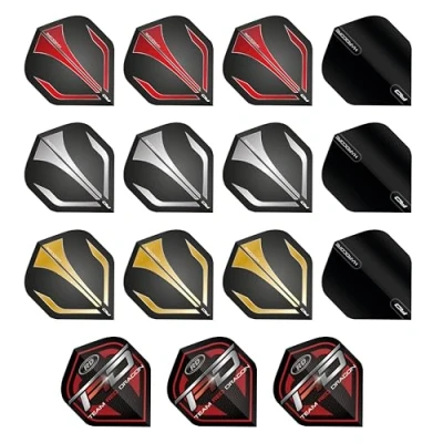 Image de RED DRAGON Hardcore Assorted Pack de sélection Extra Épais Standard Fléchettes Dart Flights 5 Jeux par Paquet (15 Vols au Total)