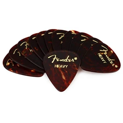 Image de Fender 351 Classic Celluloid Picks 12 Pack (Tortoise Shell) Heavy Lot de médiators