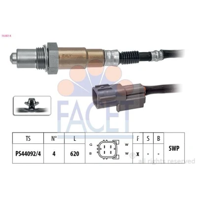 Image de FACET 10.8514 Sonde lambda avec monture chauffé, planaire, Filetage prégraissé HYUNDAI: Tucson, SANTA FE 3, KIA: SORENTO 3