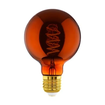 Image de Eglo Lampe LED E27 dimmable, filament vintage spirale, ampoule Edison, globe éclairage, 4 watts, 30 lumens, blanc chaud, verre cuivré, 2000 Kelvin, G95, Ø 9,5 cm