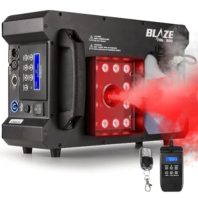 Image de BeamZ BLAZE800 Machine à Fumée Verticale et Horizontale RGBA 800 Watts, 12 LEDs de 4 Réservoir 2,8L avec Indicateur, Modes DMX ou Autonome, Idéale pour Créer l&#039;Ambiance Visuelle
