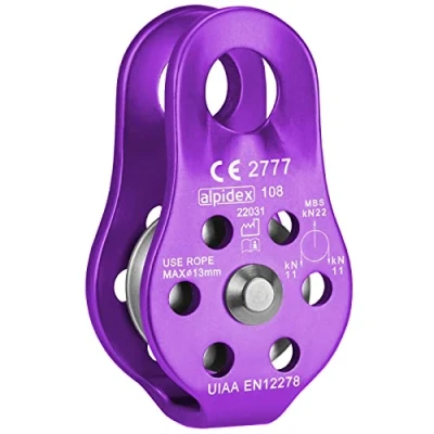 Image de ALPIDEX Poulie De Renvoi 22 KN Fix Pulley Palan pour des Cordes Textils D&#039;Un Diamètre D&#039;au Plus 13 mm EN12278, Couleur: Bleu