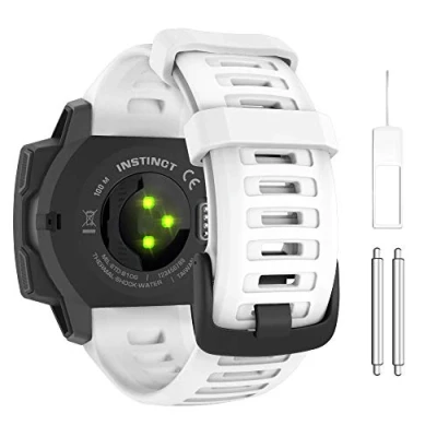 Image de MoKo Bracelet Compatible avec Garmin Instinct/Instinct Solar/Tactical/Instinct 2 Montre GPS, 22mm de Remplacement en Silicone Souple, Tundra Blanche