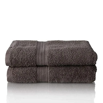 Image de ALCLEAR Lot de Serviettes éponge qualité supérieure, Gamme Disponible en 6 Coloris et 5 Tailles, : Anthracite, 2 Toilette 70 x 140 cm, Oeko Tex Standard 100