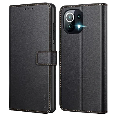 Image de Ganbary Coque pour Xiaomi Mi 11 Lite 4G/5G/5G NE, [Housse en Cuir PU Premium] [Etui à Rabat] [Pochette de Portefeuille], Étui Protection Noir