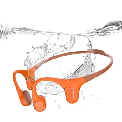 Image de mojawa Run Plus Casque à Conduction osseuse, de Natation étanche IP68, Bluetooth avec Micro et 32GB MP3, sans Fil, pour la Course Pied, Natation, Le Cyclisme, Orange