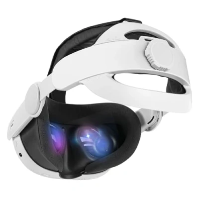 Image de TiMOVO Sangle de Tête Réglable pour Meta/Oculus Quest 3, Remplacement la Oculus 3 Elite, Meta Serre Accessoires VR, Réduction Pression Tête, Blanc+Noir