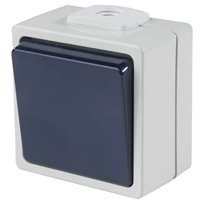 Image de Schwabe 62450 interrupteur de surface, Arrêt / à bcule avec deux entrées câble, 230 V, 10 A, Fabriqué en Allemagne, IP54