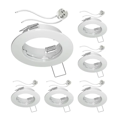 Image de ledscom.de 6 cadres d&#039;encastrement au plafond FERE, rond, blanc brillant (LED/Halogène/MR16/50mm) incl. douille GU5.3