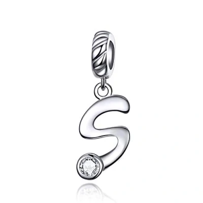 Image de LaMenars Charme Breloque Lettre de l&#039;alphabet Argent Sterling 925 Femmes Charms et Pendentif avec 5A Zircone Compatible pour Européen Bracelets Collier (Lettre S)