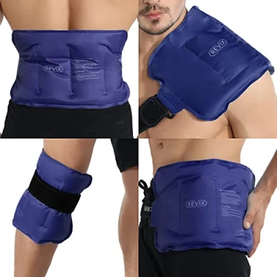 Image de REVIX Poche de glace réutilisable pour soulager les douleurs dans le bas du dos, épaules, hanches, envelopper l&#039;ensemble genou, compresse froide réduire gonflements,