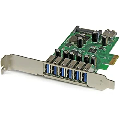 Image de StarTech.com Carte contrôleur PCI Express à 7 ports USB 3.0 6 externes 1 interne Alimentation SATA (PEXUSB3S7)